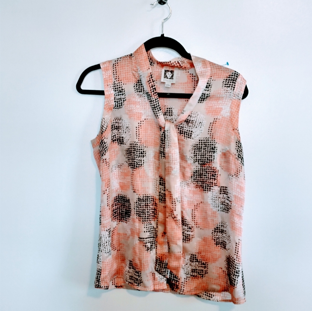 Anne Klein orange and brown tank blouse size small